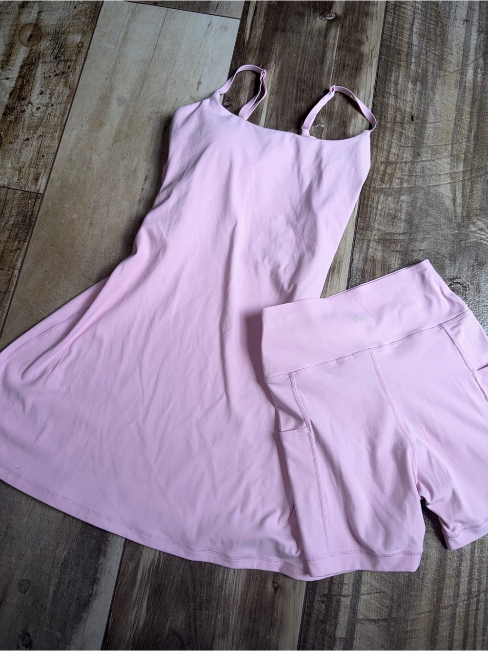 Light Pink Sleep Chemise with Matching High-Waist Shorts